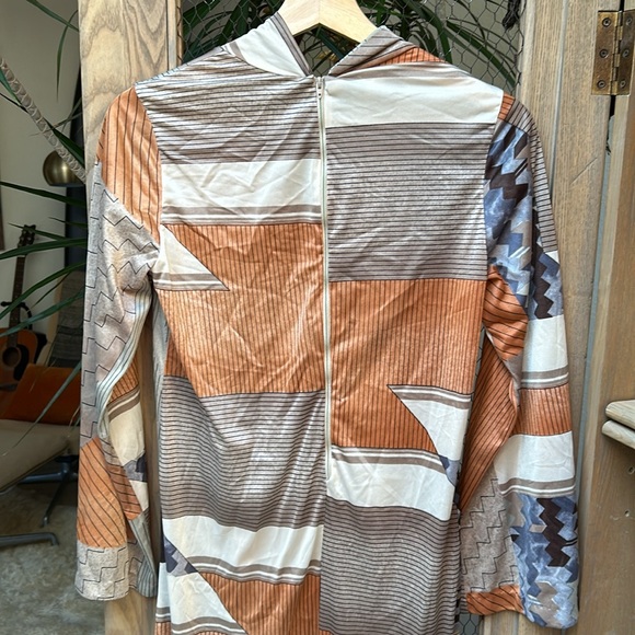 Vintage Beverly Vogue California Geometric Pattern Long Sleeve Maxi Dress - Picture 12 of 12